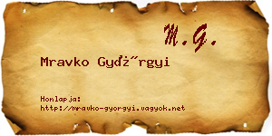Mravko Györgyi névjegykártya